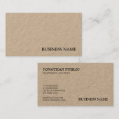 Carte De Visite Élégant Real Kraft Papier Modèle professionnel (Devant / Derrière)