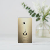 Carte De Visite Élégant Realtor Moderne Clé Monogramme Faux Or (Debout devant)