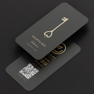 Carte De Visite Élégant Realtor moderne Dark Grey Gold Immobilier