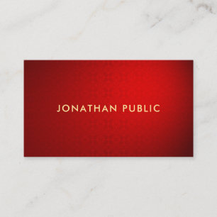 Carte De Visite Élégant Red Damask Gold Text Modèle professionnel