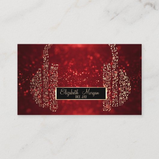 Carte De Visite Elegant Red Parties scintillant Bokeh, Notes de mu (Devant)