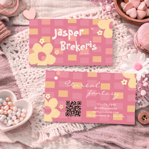 Carte De Visite Élégant rétro chic rose daisy mignon