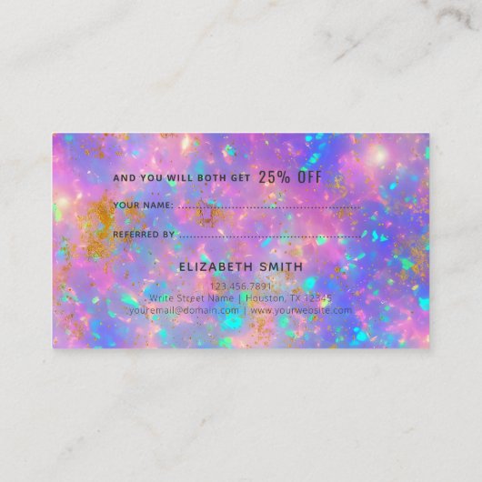 Carte De Visite Elégant Retro Gold Fire Opal Pierre de référence (Dos)