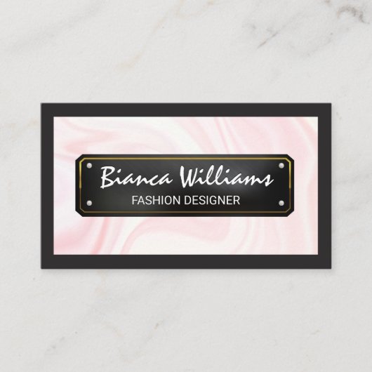 Carte De Visite Élégant revêtement rose | Plaque d'or noire (Devant)