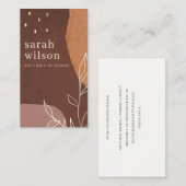 Carte De Visite Elégant Robe Abstrait Feuillage Brown Orange (Devant / Derrière)