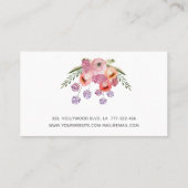 Carte De Visite Elégant romantique Boho aquarelle ongles fleuris (Dos)