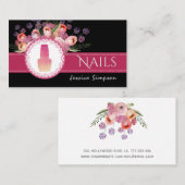 Carte De Visite Elégant romantique Boho aquarelle ongles fleuris (Devant / Derrière)