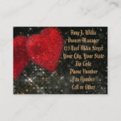 Carte De Visite Élégant Romantique Classe Deux Cœurs Rouges Entre (Dos)