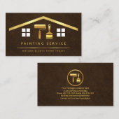 Carte De Visite Élégant Rooftop Building Gold Brush (Devant / Derrière)