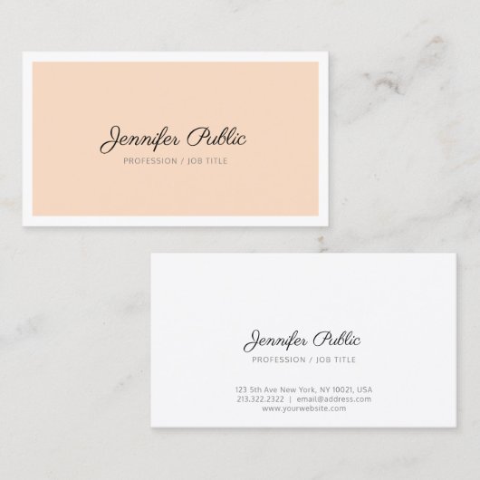 Carte De Visite Élégant rose blanc blanc pur Plain moderne profess (Devant / Derrière)