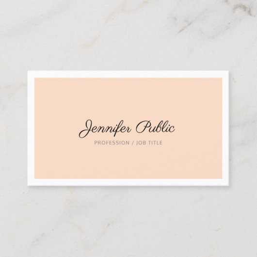 Carte De Visite Élégant rose blanc blanc pur Plain moderne profess (Devant)