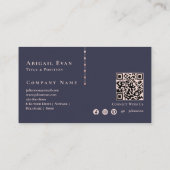 Carte De Visite Élégant Rose bleu marine Parties scintillant or Mo (Dos)