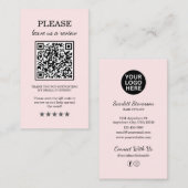 Carte De Visite Élégant Rose Blush Laisser Un Avis (Devant / Derrière)