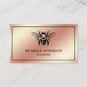Carte De Visite Élégant Rose Chic Gold Foil Miel Bee Beekeeper (Devant)