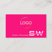 Carte De Visite Élégant rose clair avec Monogramme et logo (Devant)