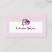 Carte De Visite Élégant Rose couleur d'aquarelle florale violet (Devant)
