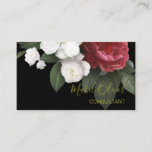 Carte De Visite Elégant Rose de Bourgogne moderne QR Code Or (Devant)