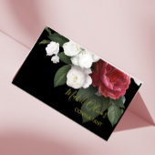 Carte De Visite Elégant Rose de Bourgogne moderne QR Code Or