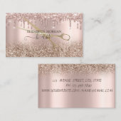 Carte De Visite Elégant Rose de ciseaux de Parties scintillant or  (Devant / Derrière)