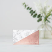 Carte De Visite Elégant Rose de Faux or et marbre (Debout devant)