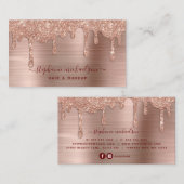 Carte De Visite Élégant Rose de Glam Parties scintillant or goutte (Devant / Derrière)
