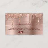 Carte De Visite Élégant Rose de Glam Parties scintillant or goutte (Dos)