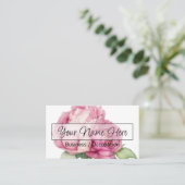 Carte De Visite Elégant rose de pivoine rose floral (Debout devant)