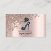 Carte De Visite Élégant Rose Diamants d'or, Noir hauts talons Rose (Devant)