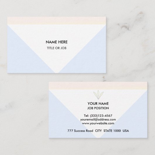 Carte De Visite Elégant Rose d'or clair, bleu et blanc (Devant / Derrière)