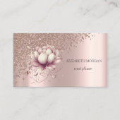 Carte De Visite Élégant Rose élégant Diamants Or Chic Lotus (Devant)