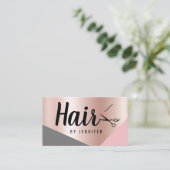 Carte De Visite Elégant rose en cuivre ciseaux en or coiffeuse (Debout devant)