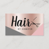 Carte De Visite Elégant rose en cuivre ciseaux en or coiffeuse (Devant)