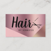 Carte De Visite Elégant rose en cuivre ciseaux en or coiffeuse (Devant)