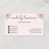 Carte De Visite Elégant rose en cuivre ciseaux en or coiffeuse (Dos)