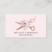 Carte De Visite Elégant rose en cuivre ciseaux en or coiffeuse (Devant)