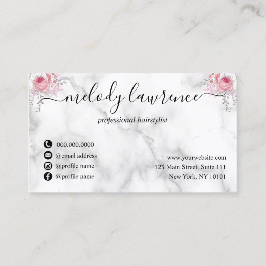 Carte De Visite Elégant rose en cuivre ciseaux en or coiffeuse (Dos)