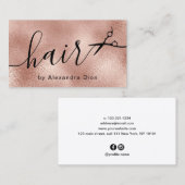 Carte De Visite Elégant rose en cuivre ciseaux en or coiffeuse (Devant / Derrière)
