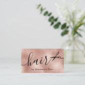 Carte De Visite Elégant rose en cuivre ciseaux en or coiffeuse (Debout devant)