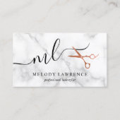 Carte De Visite Elégant rose en cuivre ciseaux en or coiffeuse (Devant)