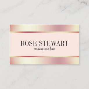 Carte De Visite Élégant rose en cuivre, maquillage et cheveux en o