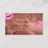 Carte De Visite Élégant rose en cuivre moderne lèvres en or pulvér (Dos)