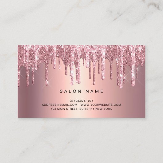 Carte De Visite Elégant rose en cuivre parties scintillant or gout (Dos)