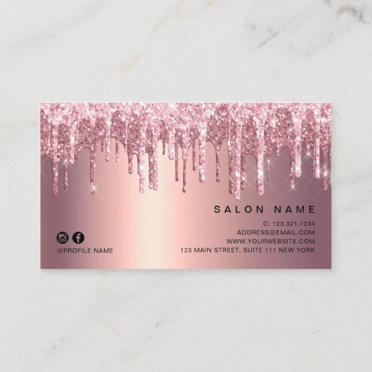 Carte De Visite Elégant rose en cuivre parties scintillant or gout (Dos)