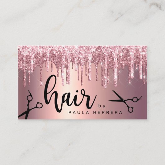 Carte De Visite Elégant rose en cuivre parties scintillant or gout (Devant)