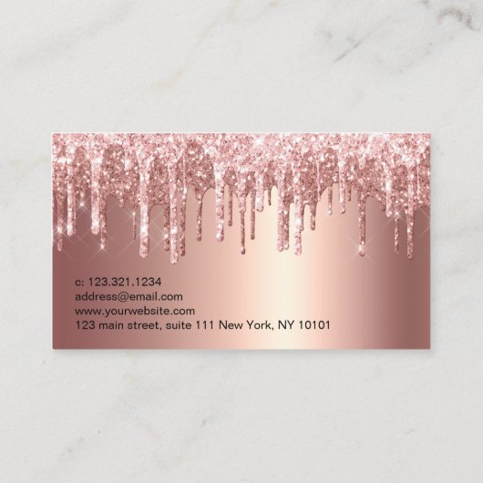 Carte De Visite Elégant rose en cuivre parties scintillant or gout (Dos)
