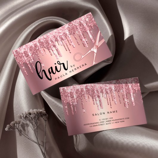 Carte De Visite Elégant rose en cuivre parties scintillant or gout