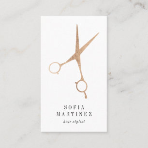 Carte De Visite Elégant rose en feuille d'or coiffeur styliste cis