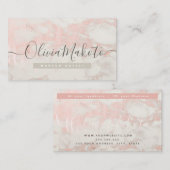 Carte De Visite Élégant Rose en marbre rose Script (Devant / Derrière)