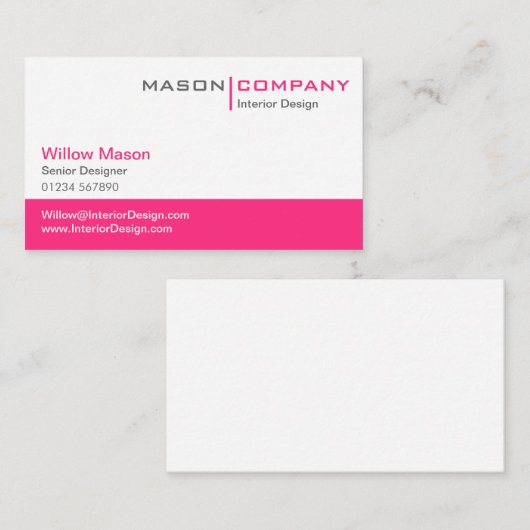 Carte de visite élégant rose et blanc clair (Devant / Derrière)