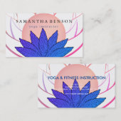 Carte De Visite Élégant rose et bleu Lotus Logo Yoga (Devant / Derrière)